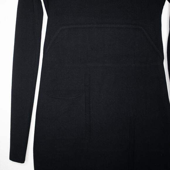 RICK OWENS Black Scarpa Pocket Faux Wrap Skirt Knit Midi Pencil Dress SZ 6 US - Picture 8 of 11